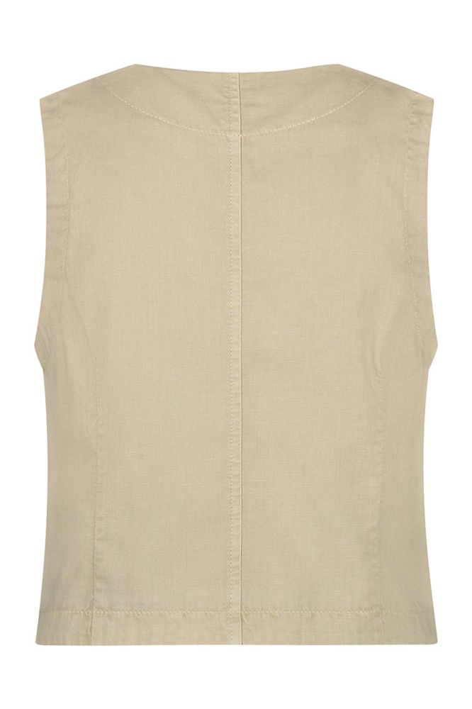 WAISTCOAT COTTON LINEN SRB4506 PEBBLE